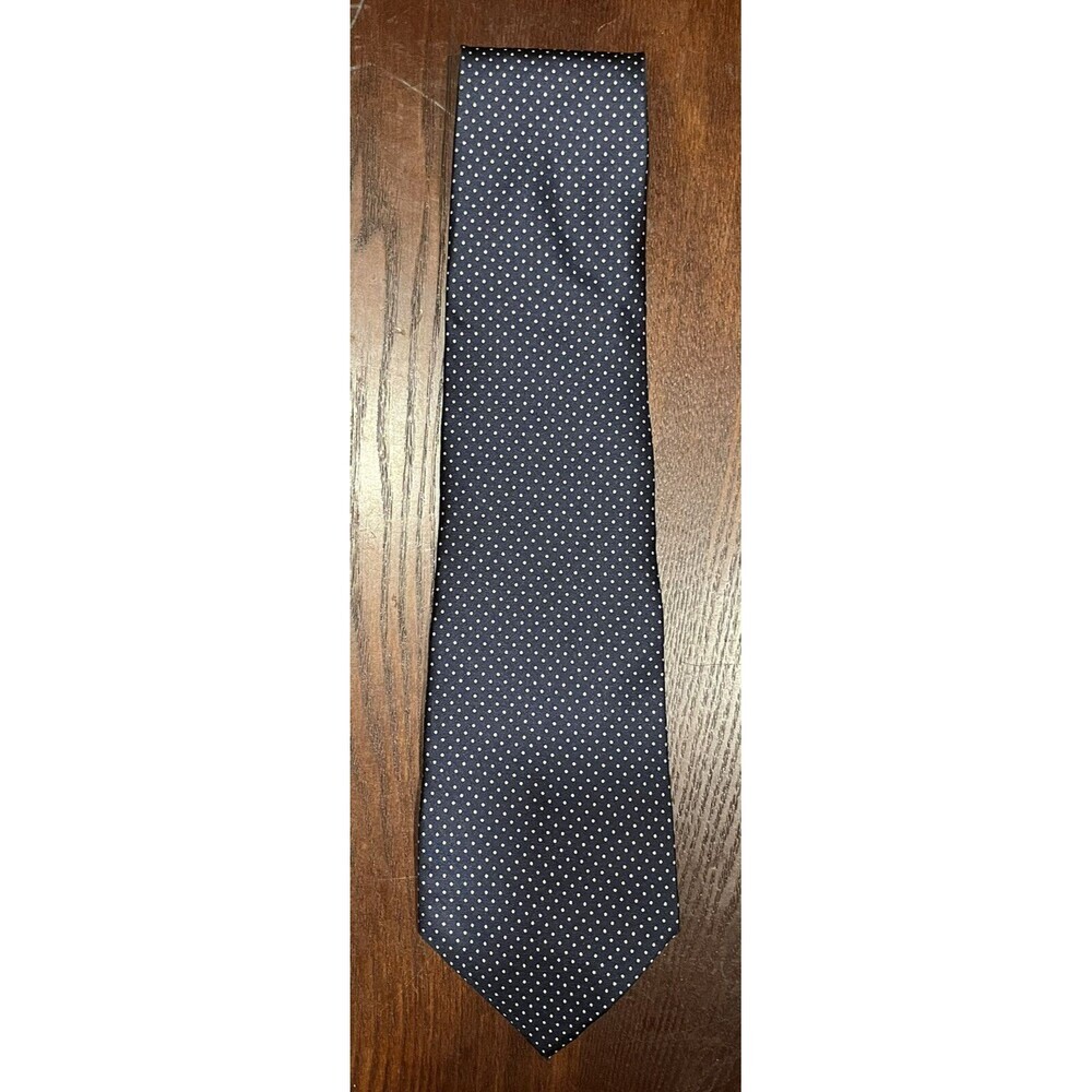 Claybrooke Pure Silk Men’s Necktie Blue & White Polkadots